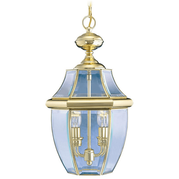 Polished Brass Tone Finish Outdoor Pendant Solid Candelabra 19 Long 2 Light Fixture Com Polished Brass Tone Finish Outdoor, Polished Brass Outdoor Hanging Light Fixtures