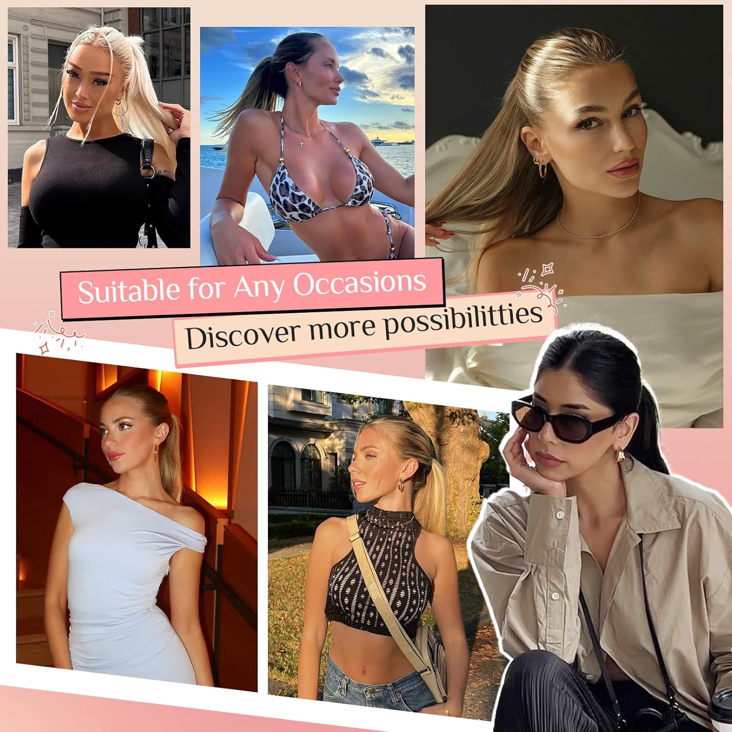 Ponytail Extension,  14" Short Claw Clip in Ponytail Straight for Short Hair Multi-Layered Fake Pony Tails Hair Extensions Heat-Resistant Hair Extensions Warm