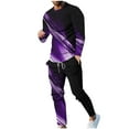 thumbnail image 2 of Wavsuf Sweatsuits 2pcs Sets Mens Jogger Set Long Tight Shirt Sweatshirt and Sweatpants Purple Size M, 2 of 7