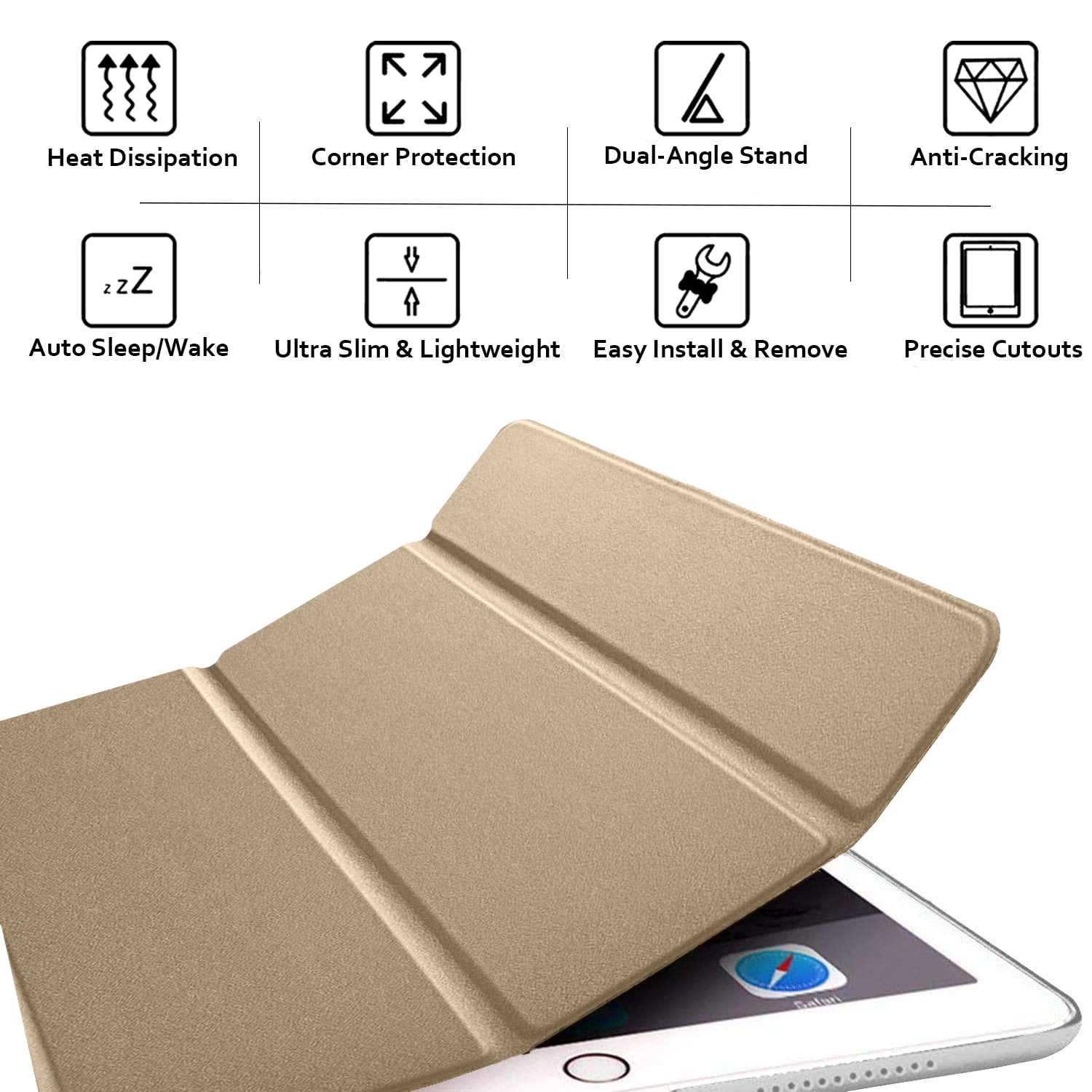 aoub Coque pour iPad 6ème/5ème Génération 9.7 2018/2017 avec Porte-Stylet, Ultra Fin Étui de