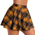 thumbnail image 3 of Clearance qolati Plaid Skirt for Women Stretch High Waist Pleated Skirt Girls Casual A-Line Mini Skirt Yellow S(US=4), 3 of 5