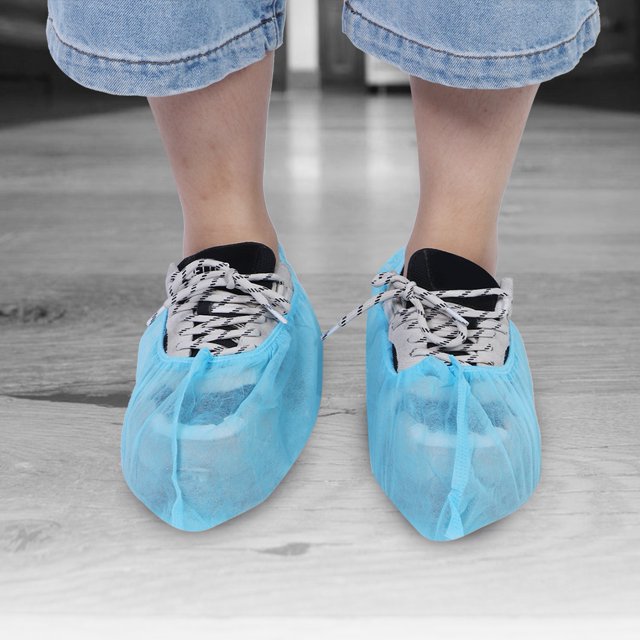 Disposable Non-woven Fabric Anti-Slip Shoe Covers, Elastic Shoe Covers, For All Footwear Man & Woman Light Blue