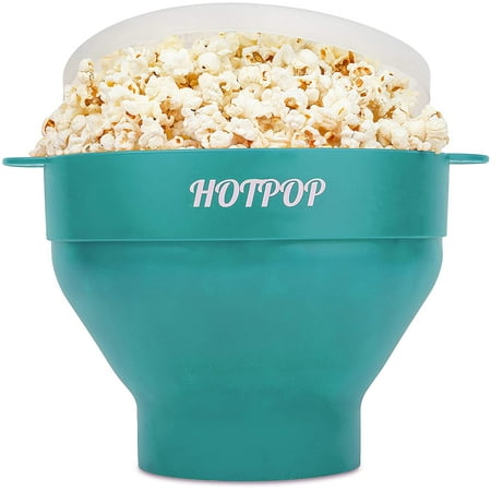 The Original Hotpop Microwave Popcorn Popper, Silicone Popcorn Maker, Collapsible Bowl BPA-Free and Dishwasher Safe - 17 Colors Available (Aqua)