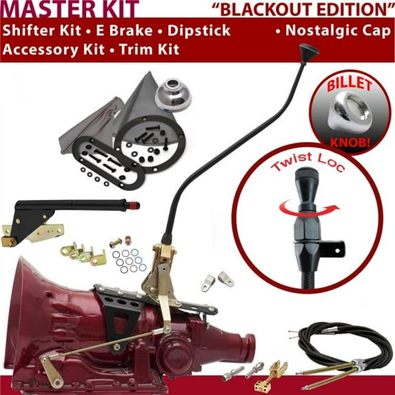 American Shifter 4L80E Shifter Kit Black 23 in. Swan E Brake Cable Clevis Trim Kit Dipstick for F621D