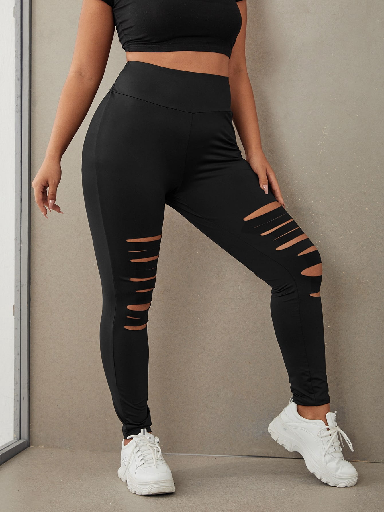 Casual Black Women's Plus Size Ladder 
