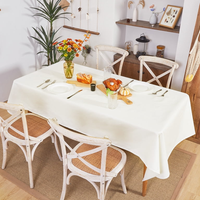Deconovo Solid Textured Tablecloth, 54" x 72", White photo 6
