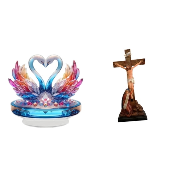 Centro De Mesa De Cisne Acrílico Con Estatua Religiosa De Jesús Y La Virgen María Para Oficina, Estantería, Decoración De Dormitorio