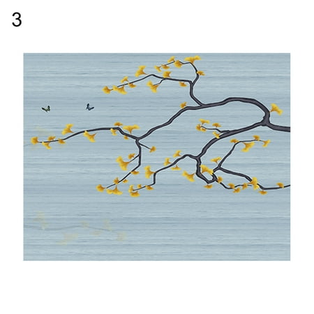 

Scratch Resistant Table Mat Oilproof Linen Modern Style Floral Pattern Placemat for Restaurant