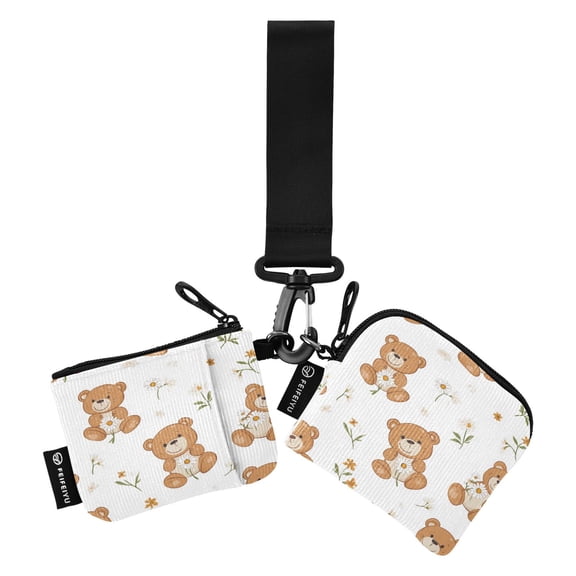 Portable Coin Purse Two 4.13x4.13 Iinches 4.13x3.5 Inches Wrist Coin Purse Keys Coin Purse Portable Women's Purse Super Beautiful Bear