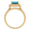 thumbnail image 4 of 3.05ct Brilliant Emerald Cut Turquoise 18K Yellow Gold Halo Solitaire with Accents Engagement Bridal Wedding Ring Band Set size 10.75, 4 of 7