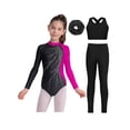 thumbnail image 3 of TSSOE Gymnastics Leotard for Girls Long Sleeve Rhinestone Bodysuit Tumbling Unitard with Crop Top and Leggings Rose 16, 3 of 5