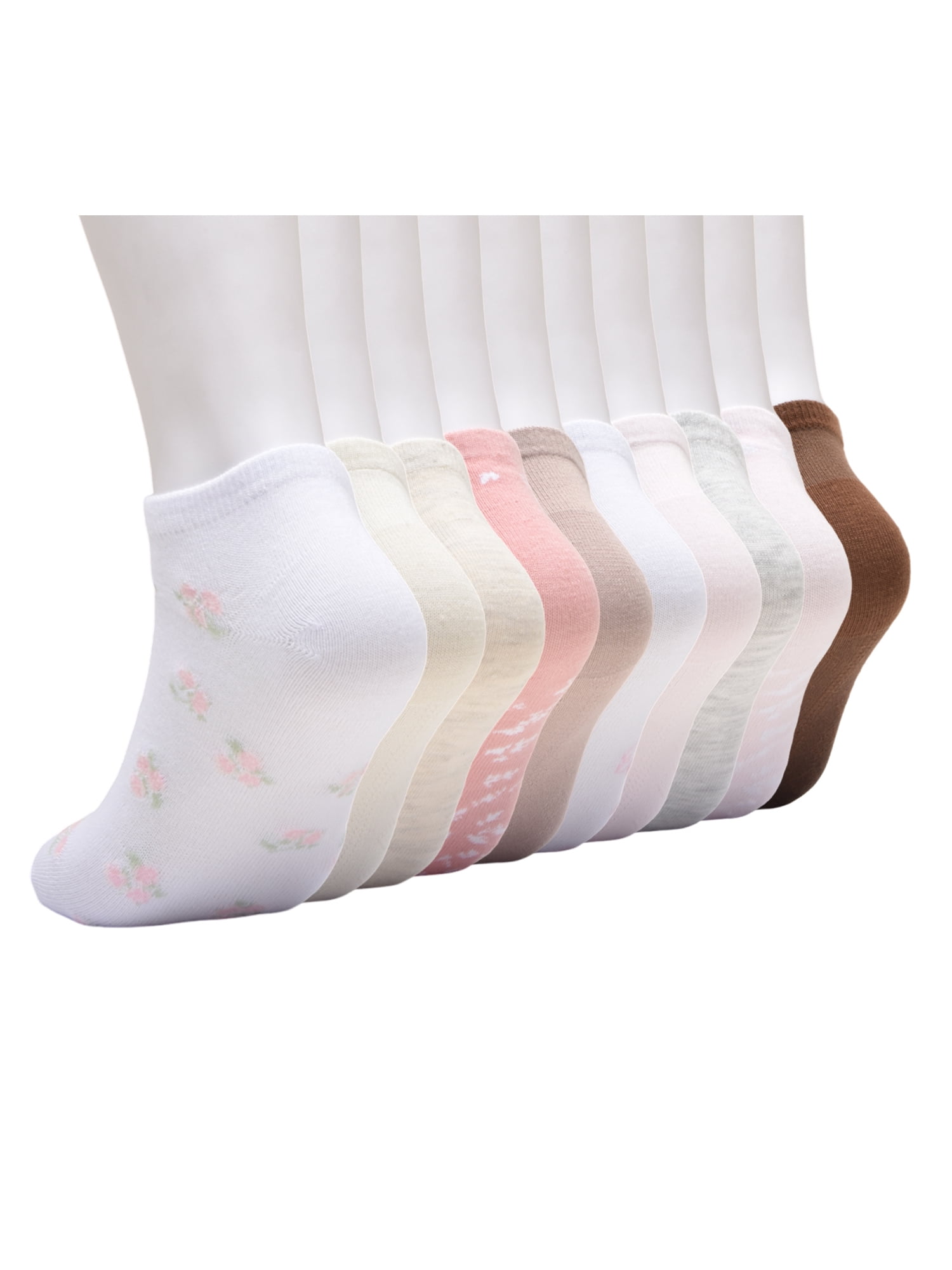No Boundaries Women’s Low Cut Socks, 10 Pack, Shoe Sizes 4-10