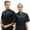 Black, variant on Chef Coat Jacket for Women Casual Cover Up Button Down Tops Short Sleeve Work Wear (Black, Size L)