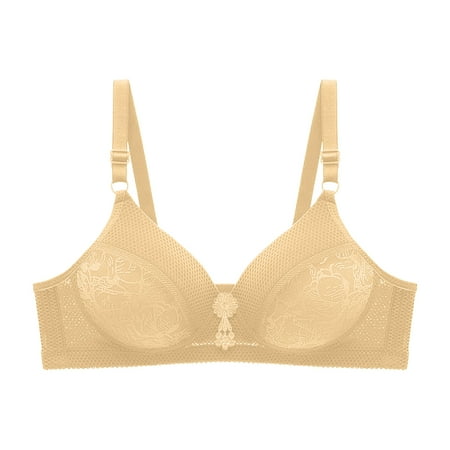 

TOWED22 Womens Bras Women s Lace Full Coverage Bra Plus Size Underwire Unlined Beige
