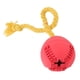 thumbnail image 1 of Bola dispensadora de comida para perros con forma cónica con cuerda de algodón, juguete para masticar para limpiar los dientes de los perros para perros pequeños y grandes (rojo), 1 of 5