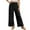 Black, variant on Women's Casual Wide Leg Pants with Elastic Waist and Drawstring Ties Lightweight Comfortable Solid Color Trousers Trendy Split Hem for Everyday Wear White XXL