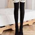 thumbnail image 6 of Milue Women Cartoon Thigh High Fuzzy Slipper Socks Cute Animal Embroidery 3D Ears Over Knee Long Stockings Winter Fluffy Plush Warm Leg Warmers, 6 of 21