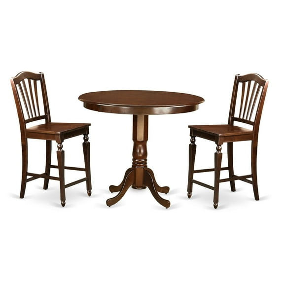 East West Furniture Trenton 3-piece Dining Set with Stools in Black and Cherry