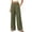 Army Green, variant on Women Solid Loose Casual Long Pants, Decorative Tie and Button Design Trousers with Side Pockets Blue XL(XL)