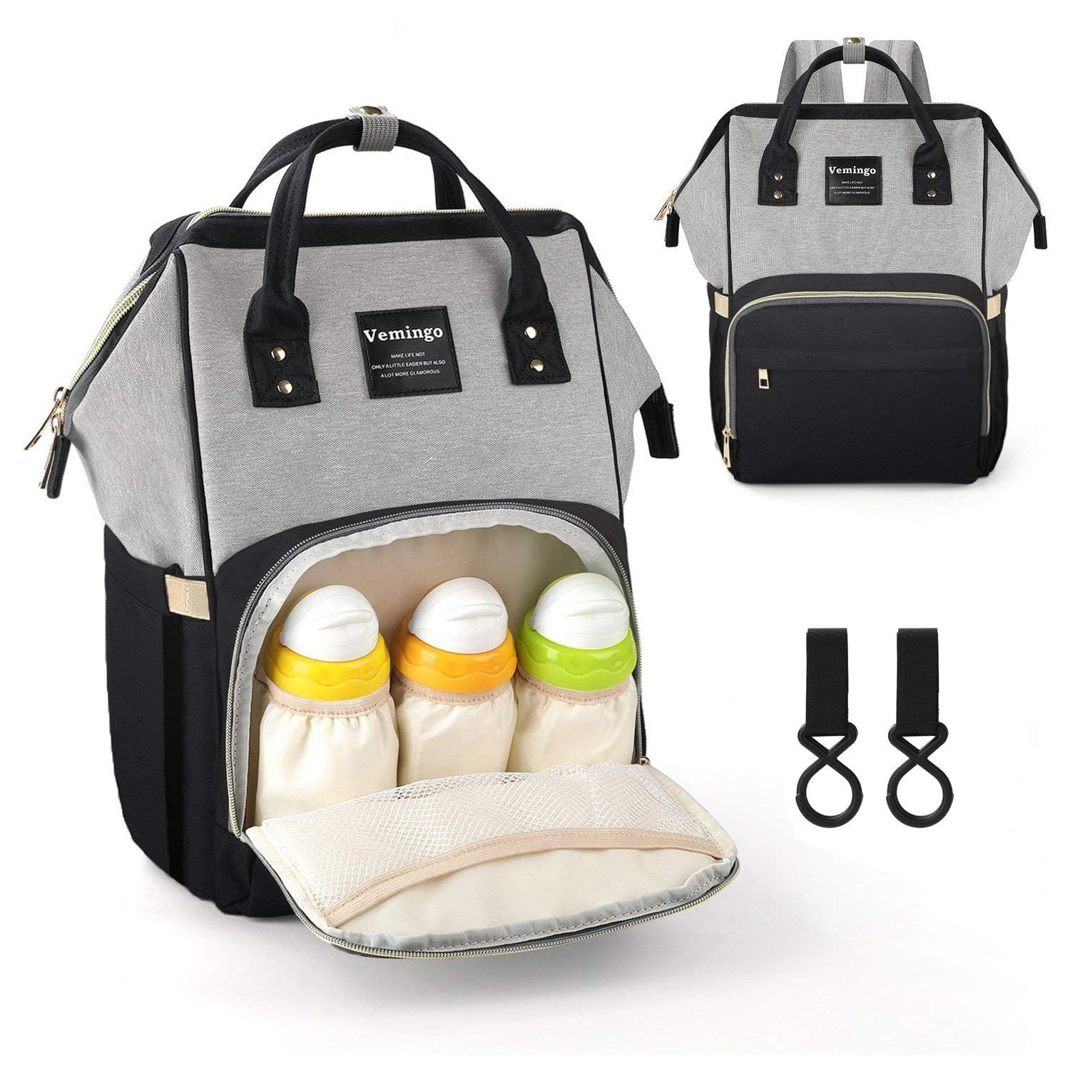 Vemingo Diaper Bag Backpack with Stroller Straps | Portable Baby Nappy Organizer Maternity Bags ...