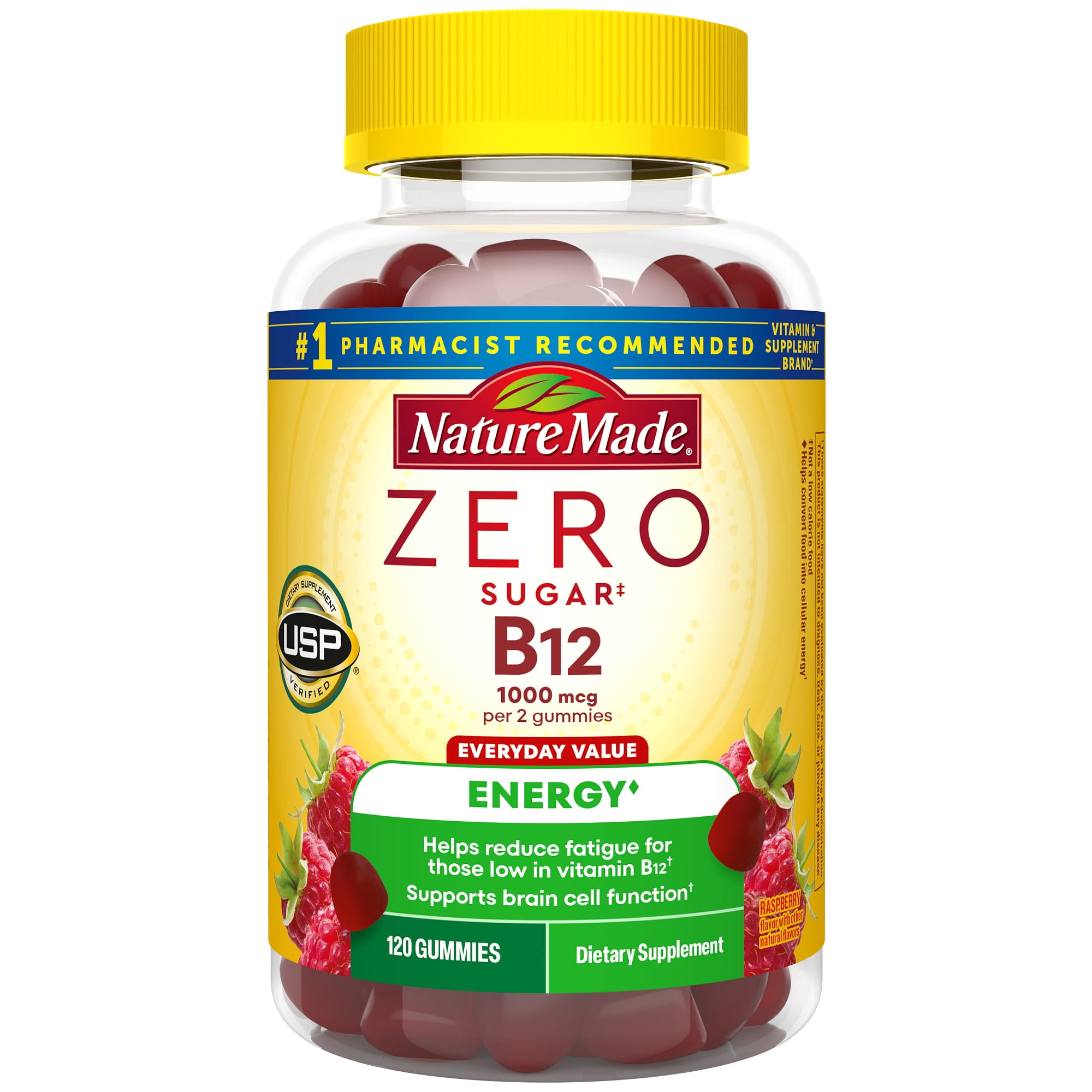 Nature Made Zero Sugar Energy Vitamin B12 Gummies, Sugar Free Gummies, 120 Count