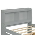 thumbnail image 5 of Twin Platform Bed with Bookcase and Headboard, Modern Platform Bed Frame with Pine Wood Slats Support, Leisure Bed with Trundle and Storage Shelf for Bedroom, Apartment, No Need Box Spring, Gray, 5 of 5
