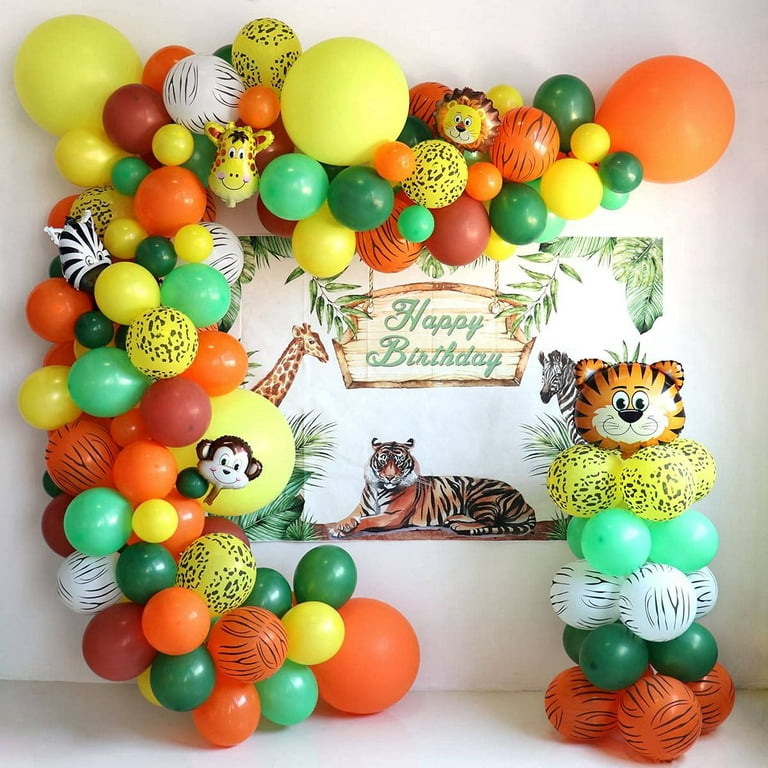 Animal Party Decorations with Animal Balloons,Forest Jungle Balloons,Safari  Party Decorations, Jungle Party Table Cover for Birthday Decorations Boy