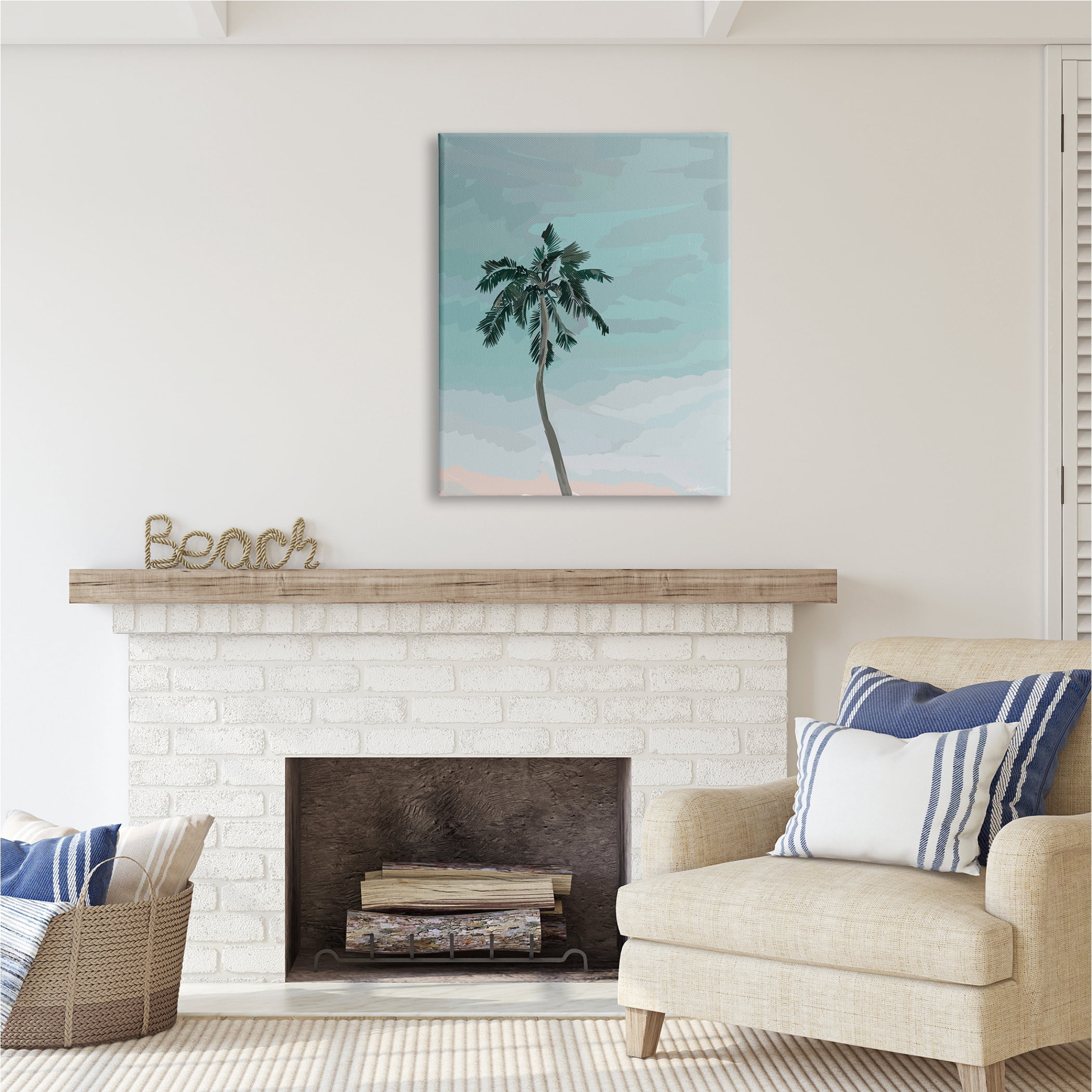 Stupell Industries Tropical Palm Tree Sky Botanical & Floral Painting Gallery Wrapped Canvas Print Wall Art, 30 x 40