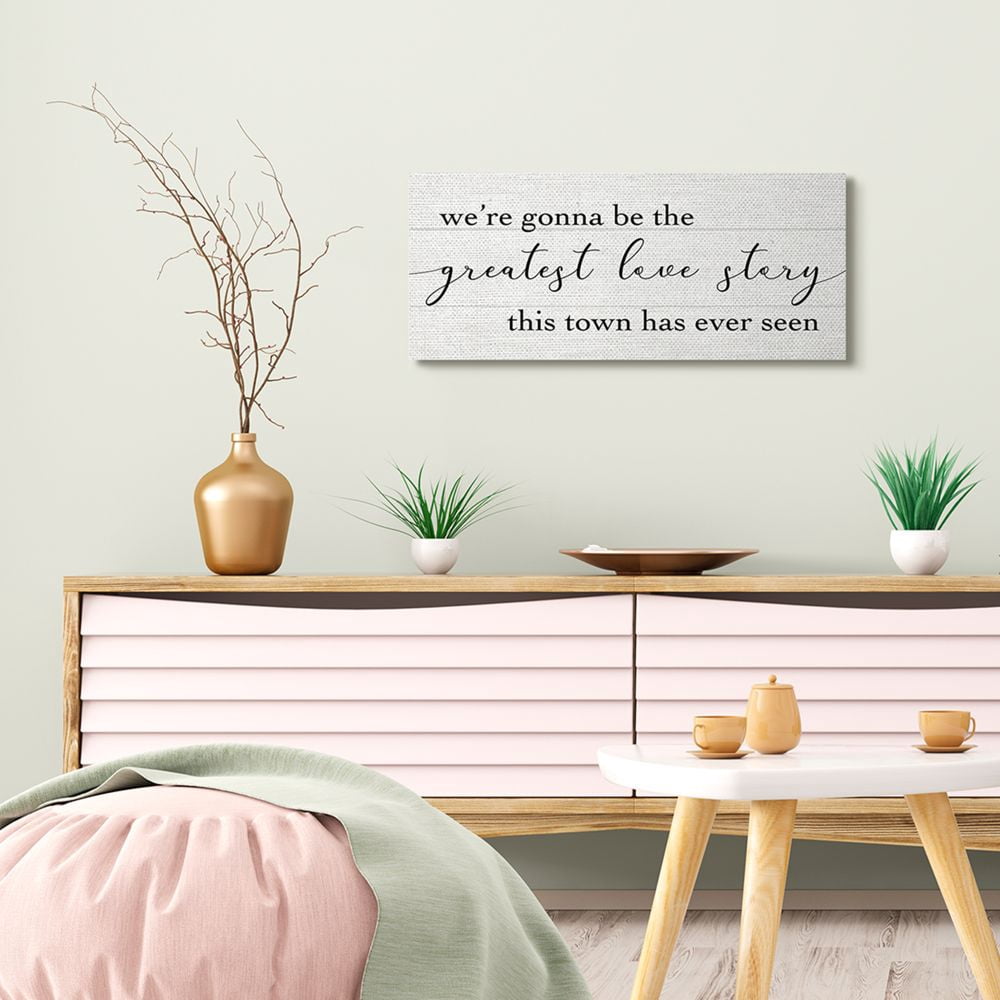 Stupell Industries Greatest Love Story in Town Romantic Charm Quote Canvas Wall Art Design by Daphne Polselli