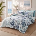 thumbnail image 2 of Regency Heights Queen Size Comforter Set with Sheets, 9-Piece Floral Print Bed in a Bag Queen, Blue Bedding Comforter Set with Bed Sheets and Side Pocket, 2 of 10