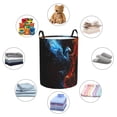 thumbnail image 4 of Balery Red And Blue Fire Bird Cesta de ropa redonda con asas, impermeable, independiente, para ropa, juguetes, dormitorio y familia-Medium, 4 of 6