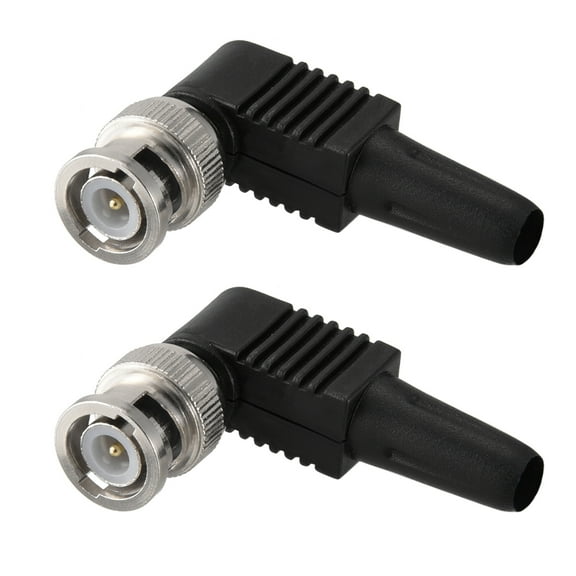 BNC Male Coaxial Connectors Screw-lock Terminal Brass Right Angle Adapter 2pcs