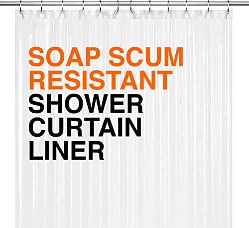 LiBa PEVA 10-Gauge Shower Curtain Liner, 72” W x 72” H - Frosted, 10G Extra Heavy Duty Thickness, Waterproof Shower Curtain Liner for Bathroom