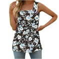 thumbnail image 2 of Tank Tops for Women under $5 Sleeveless Square Collar Printed Loose Pullover T-shirt Tank Black L, 2 of 6