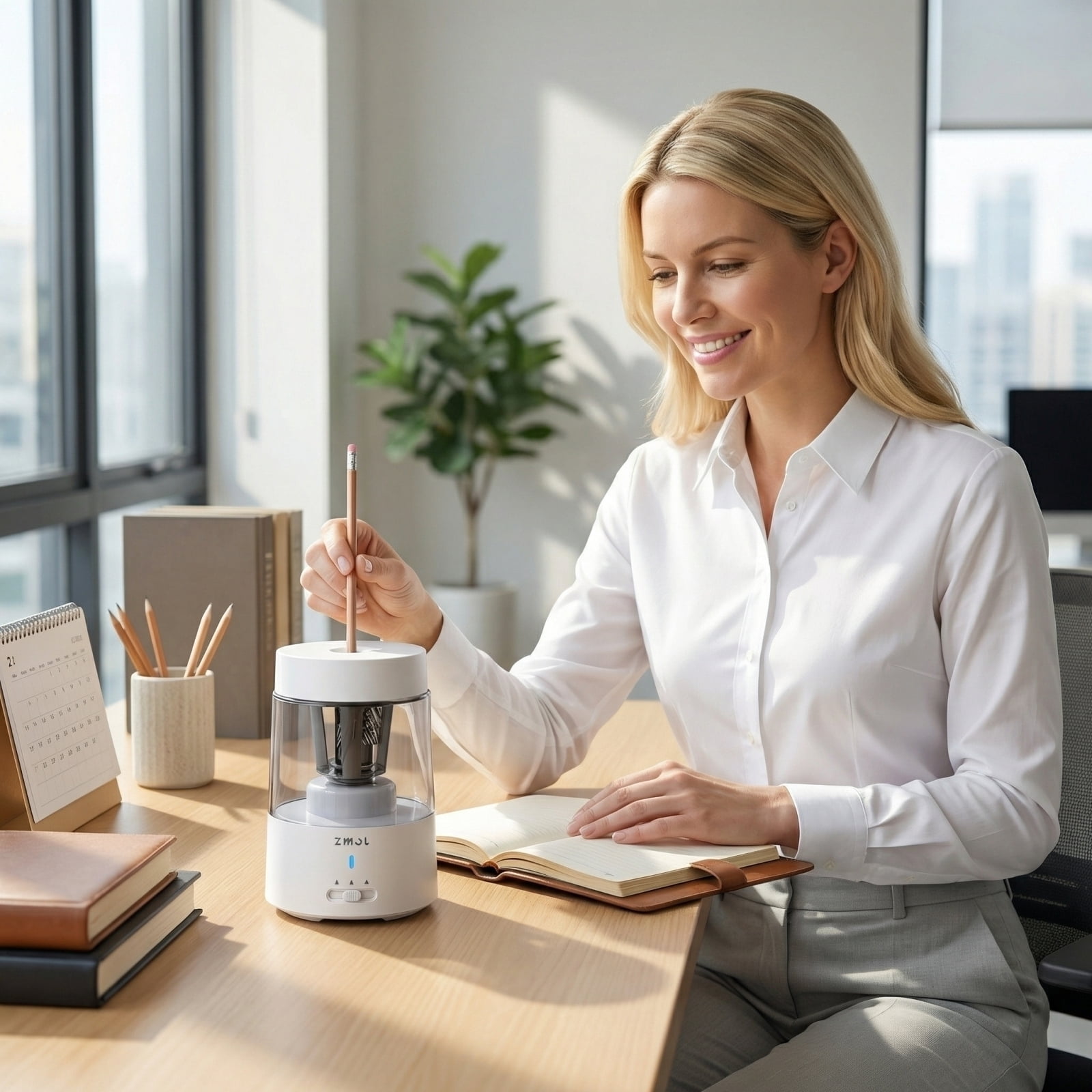 Fully Automatic Electric Pencil Sharpener, Type-C Rechargeable Auto In & Out Sharpener, Anti-Jam Heavy-Duty Blade for Standard & Colored Pencils, Ideal for Classroom Home Office