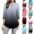 thumbnail image 6 of gakvbuo Pullover Tunic Top With Leggings for Womens Tops Dressy Casual 3/4 Sleeve Blouses Front Pleat V Neck Flowing Hem Office Business Work Shirts, 6 of 6