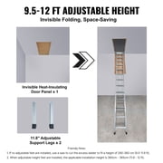 VEVOR Attic Ladder Foldable, 350-pound Capacity, 22.5 x 63, Multi-Purpose Aluminium Extension, Lightweight and Portable, Fits 9.5'-12' Ceiling Heights, Convenient Access to Your Attic Standard