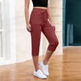 thumbnail image 2 of TaTaai Spring Summer Solid Color Drawstring Pants for Women High Waist Elastic Casual Cargo Trousers with Zip Pockets 7/8 Length Loose Fit Daily Beach Wear Gift, 2 of 6