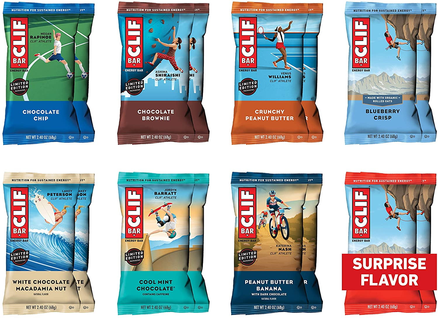 CLIF BAR Energy Bars Best Sellers Variety Pack (2.4 Ounce Protein Bars, 16 Count