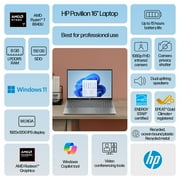 HP Pavilion 16 inch Laptop AMD Ryzen 7-8840U AI PC 8GB RAM 512GB SSD Meteor Silver
