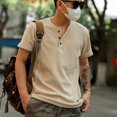 thumbnail image 2 of Camiseta para hombre con cuello, estilo urbano, de algodón, holgada, lisa, para hombre, ropa de calle, informal, tallas grandes, sin logotipo, trashy Y2k Music, 2 of 4
