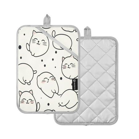 

2 Pcs Pot Holders Sets Oven Mitts Square Potholders Oven Hot Pads Heat Resistant for Kitchen Cooking Baking 7 x9.8 Sketch Of A Kitten