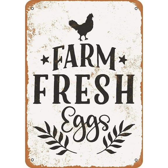 Farm Fresh Eggs Metal Tin Sign 12 X 8 Inches Vintage Wall Decor