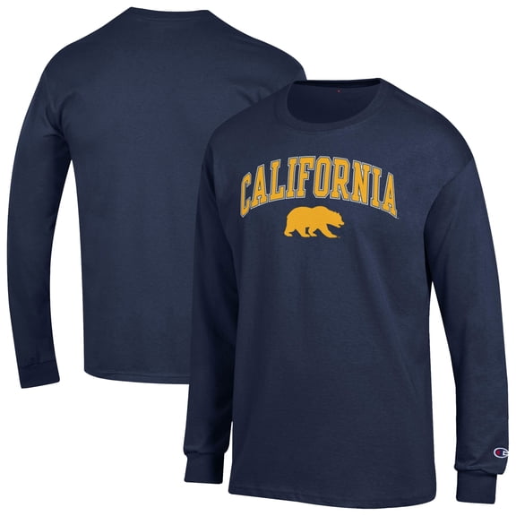 Men's-Champion Navy Cal Bears Arch Over Logo Long Sleeve T-Shirt