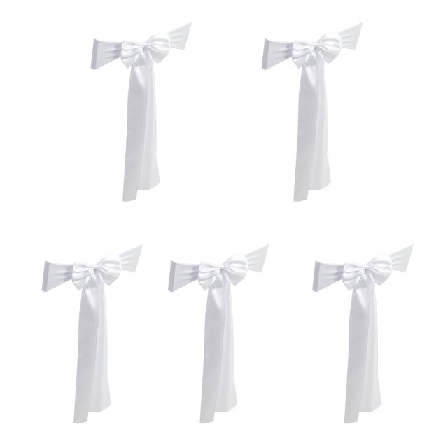 CSChome Bow-knot Sashes Decorative Chair Sashes: Bright Color, Soft Fabric, Washable, Smooth, Non-Fading, Wedding Party Banquet, 5Pcs