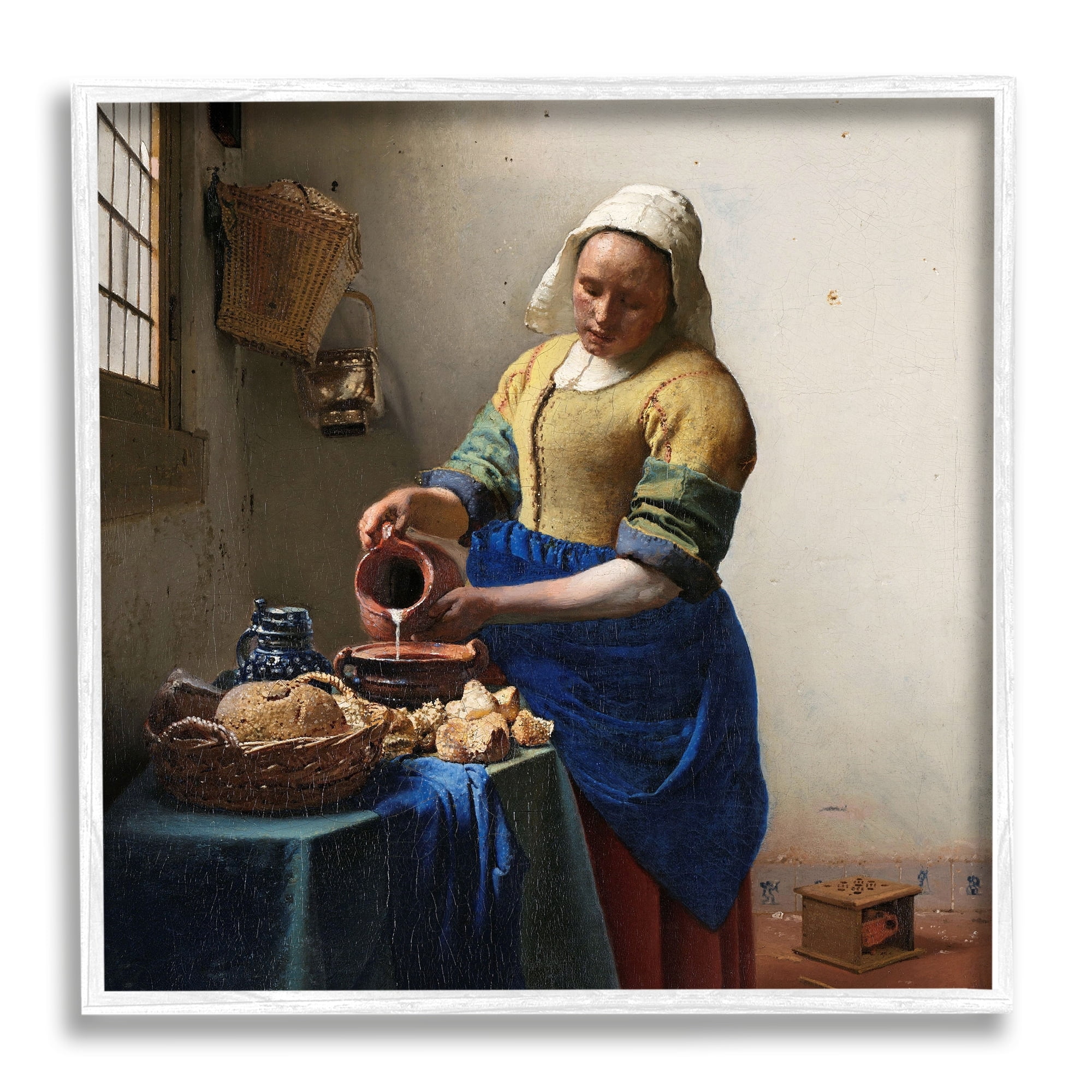 Stupell Industries The Kitchen Maid Johannes Vermeer Classical Painting Painting White Framed Art Print Wall Art, Design by one1000paintings