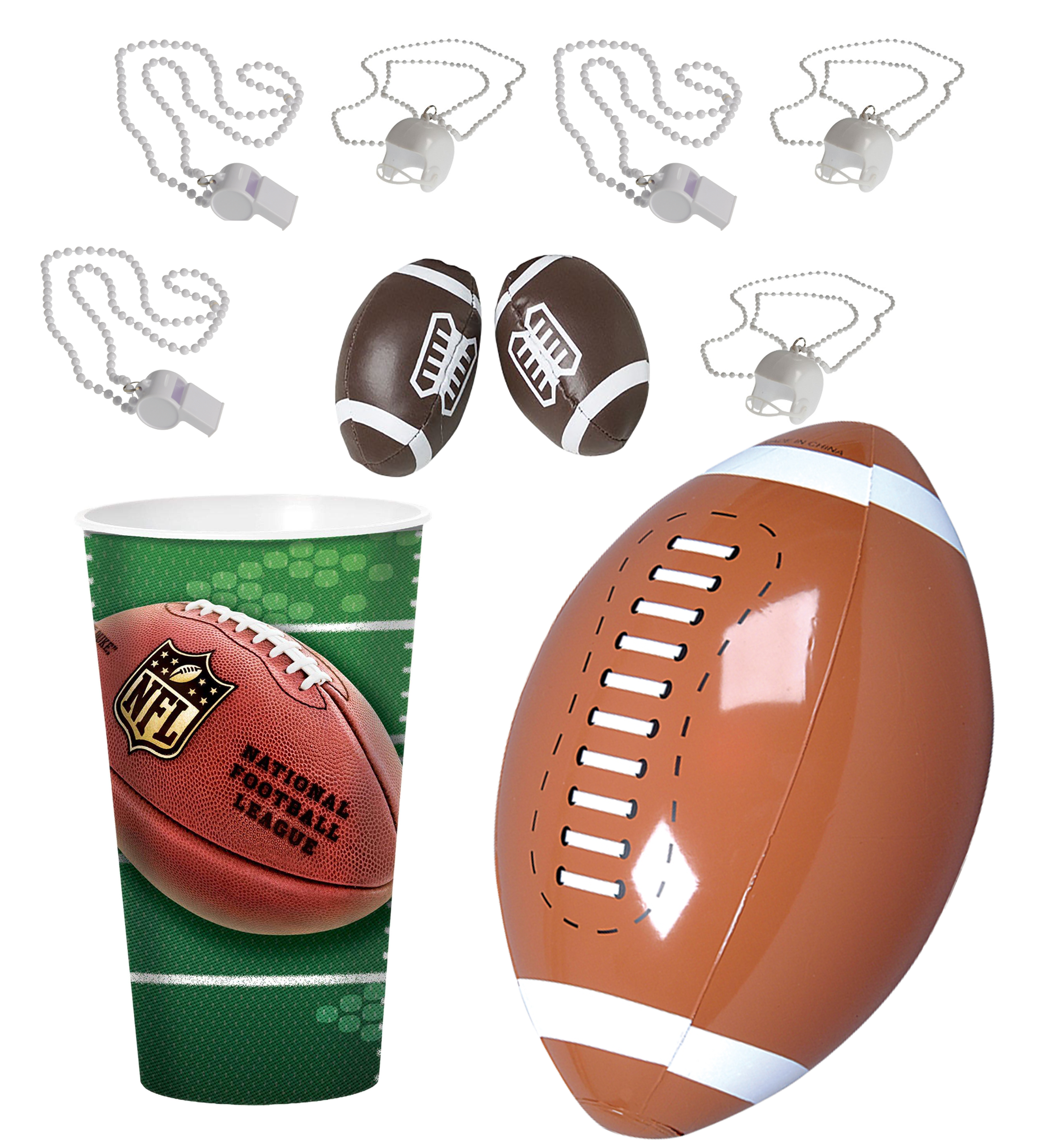 Football Fan Party Cheering Supply 4pc Party Pack, Green White Brown