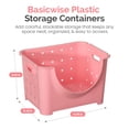 thumbnail image 5 of "Stackable Plastic Storage Container, Pink Stacking Bins", 5 of 7