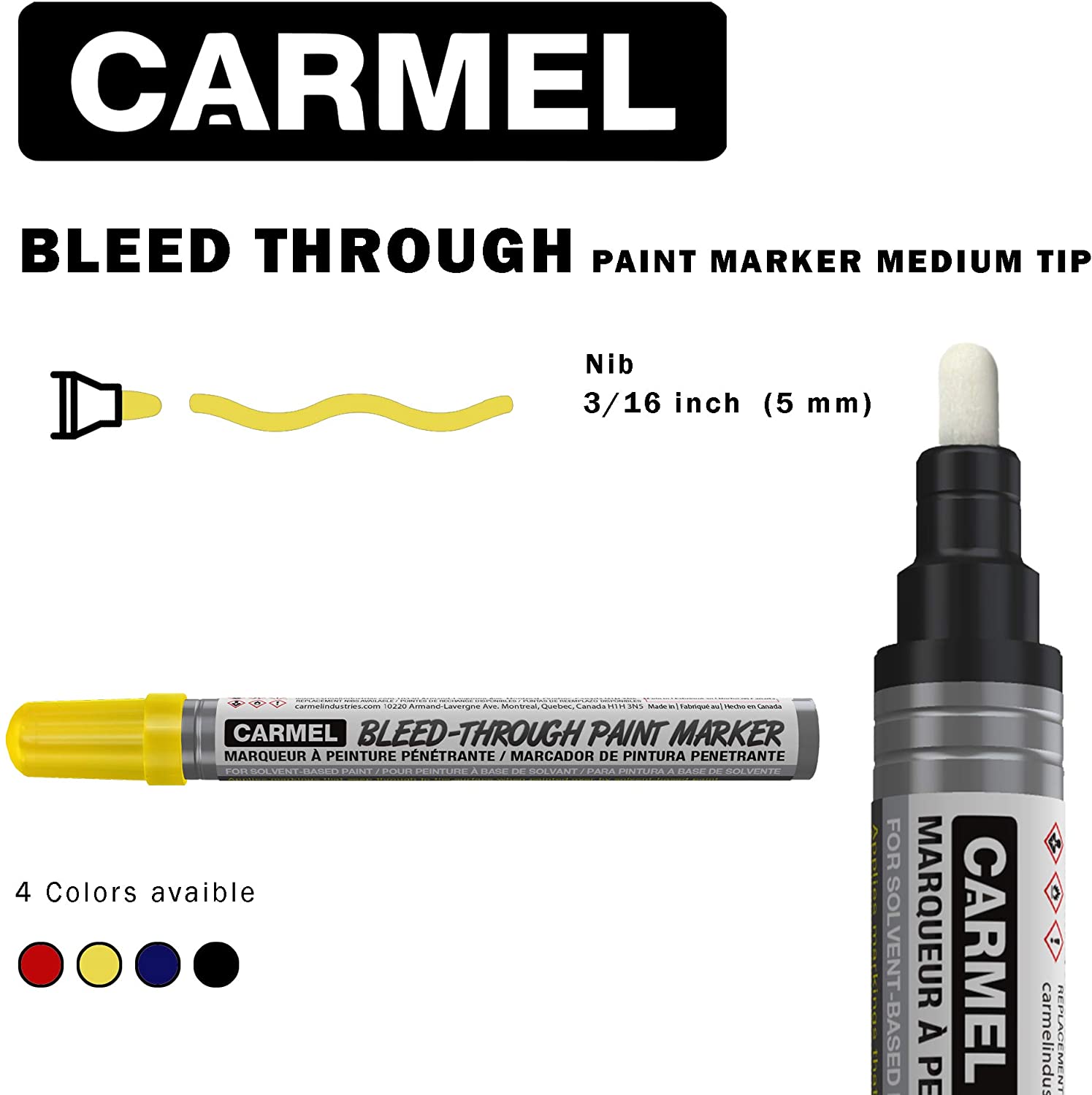 Carmel SolventBased BleedThrough Paint Marker, Bleed Through Paint
