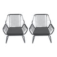 thumbnail image 2 of Rope & Steel Outdoor Club Chairs with Stylish Cross Stitch Back – Durable Gray & White Cushioned Seating for Year-Round Comfort & Easy Assembly, 2 of 9